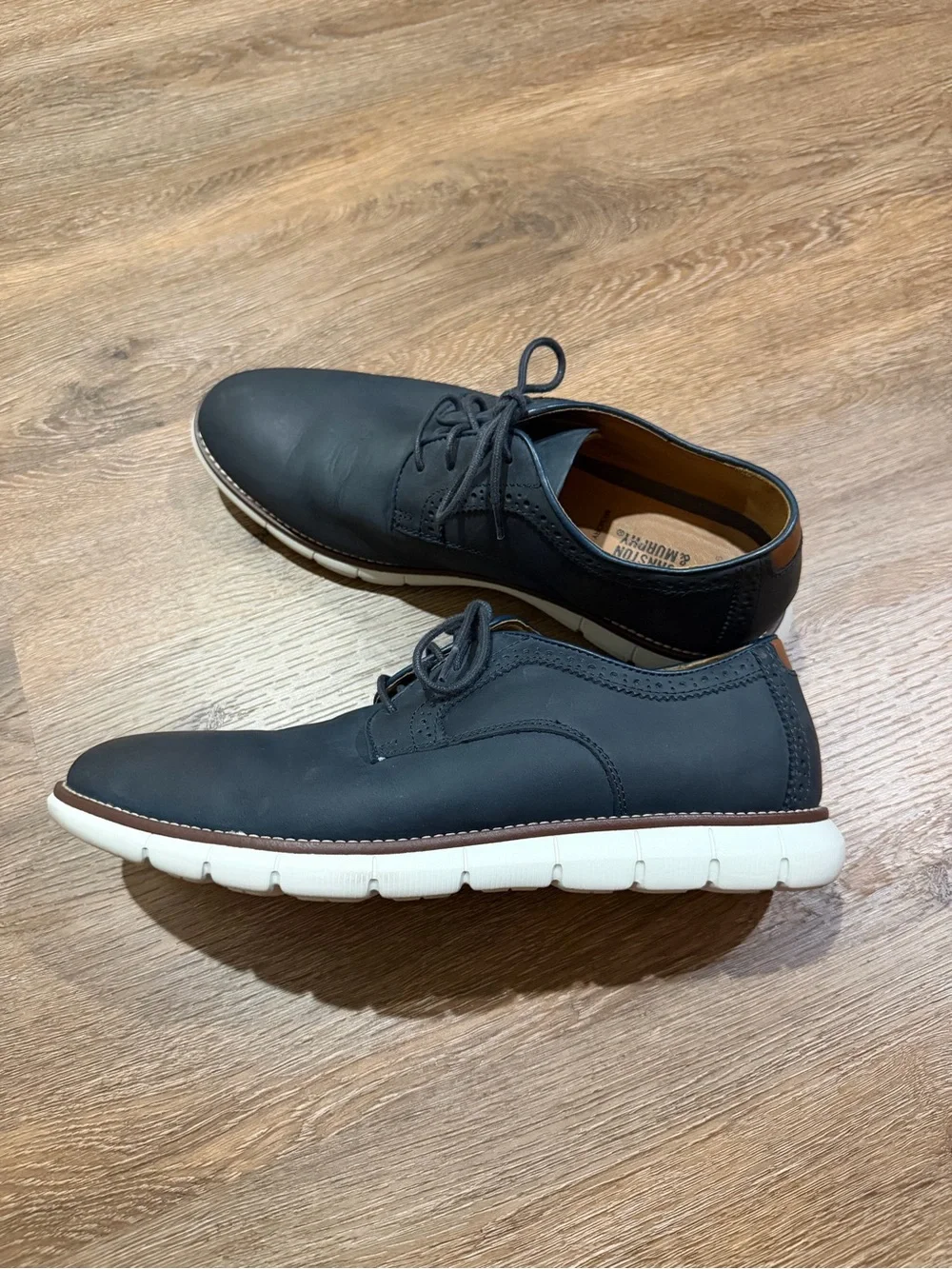 Johnston & Murphy Men’s 9M Navy Leather Plain Toe Oxford Casual Shoes